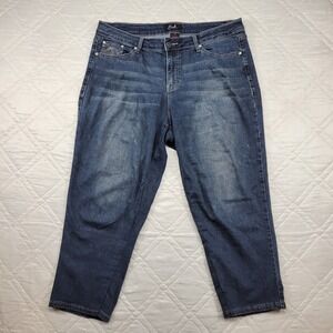 Earl Jean tapered and stained blue jeans size 16 w/ embellished‎ pockets
